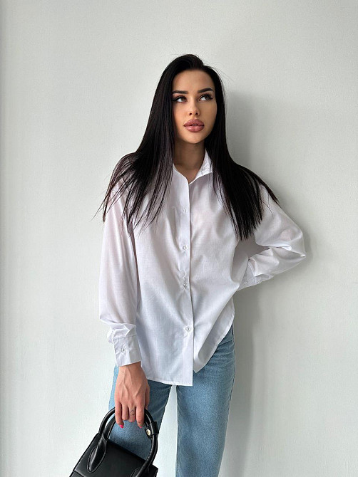 Жіноча базова біла сорочка з бавовни Одеса - фото 1