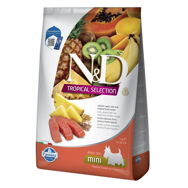 Сухий низькозерновий корм Farmina N&D Tropical Selection для дорослих собак дрібних порід з лососем і тропічними фруктами, 5 кг Київ - фото 1
