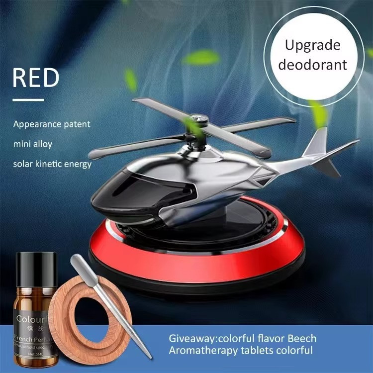 Ароматизатор в авто дифузор в форме вертолета на солнечной батарее,освежитель многоразовый цвет красный Каменец-Подольский - изображение 2