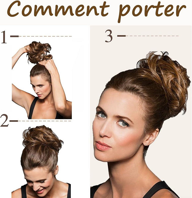 Гумка пучок JJstar Hair Bun Light Blonde Honey великий накладний шиньйон хвилястий штучні волосся для об'єму Київ - фото 4
