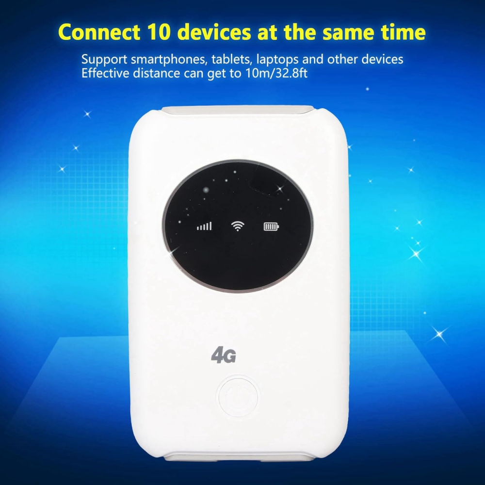 Мобильный 4G/5G маршрутизатор Yoidesu: Точка доступа, Модем 300 Мбит/с, Слот SIM, Аккумулятор 3200 мАч, до 10 устройств (White) Киев - изображение 7