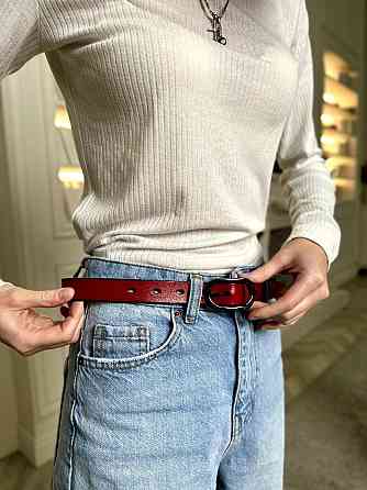 Червоний шкіряний ремінь Київ