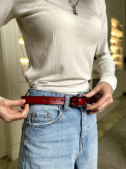 Красный кожаный ремень Киев - изображение 1