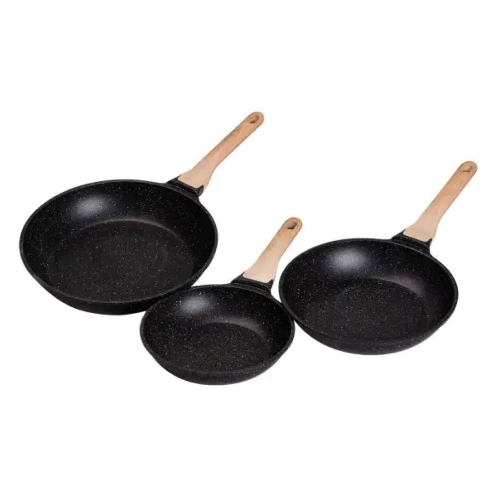 Набір з 3 алюмінієвих сковорідок з товстим дном MGC Чорний HP-4-410B Коломия - фото 3