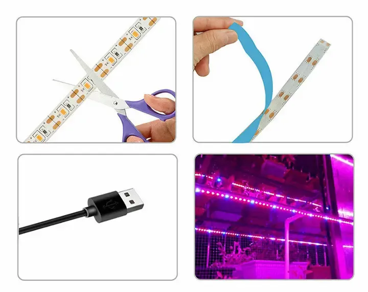 Фитолента для роста саженцев от USB питания фитолампа спектр LED 2 м Коломия - фото 7