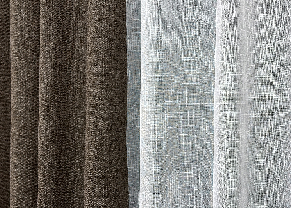 Комплект штор VR-Textil лен премиум ELEMENTA 100х270 2шт и Тюль 300х270 1867ш-115т венге с белым 71-072/1 Киев - изображение 8