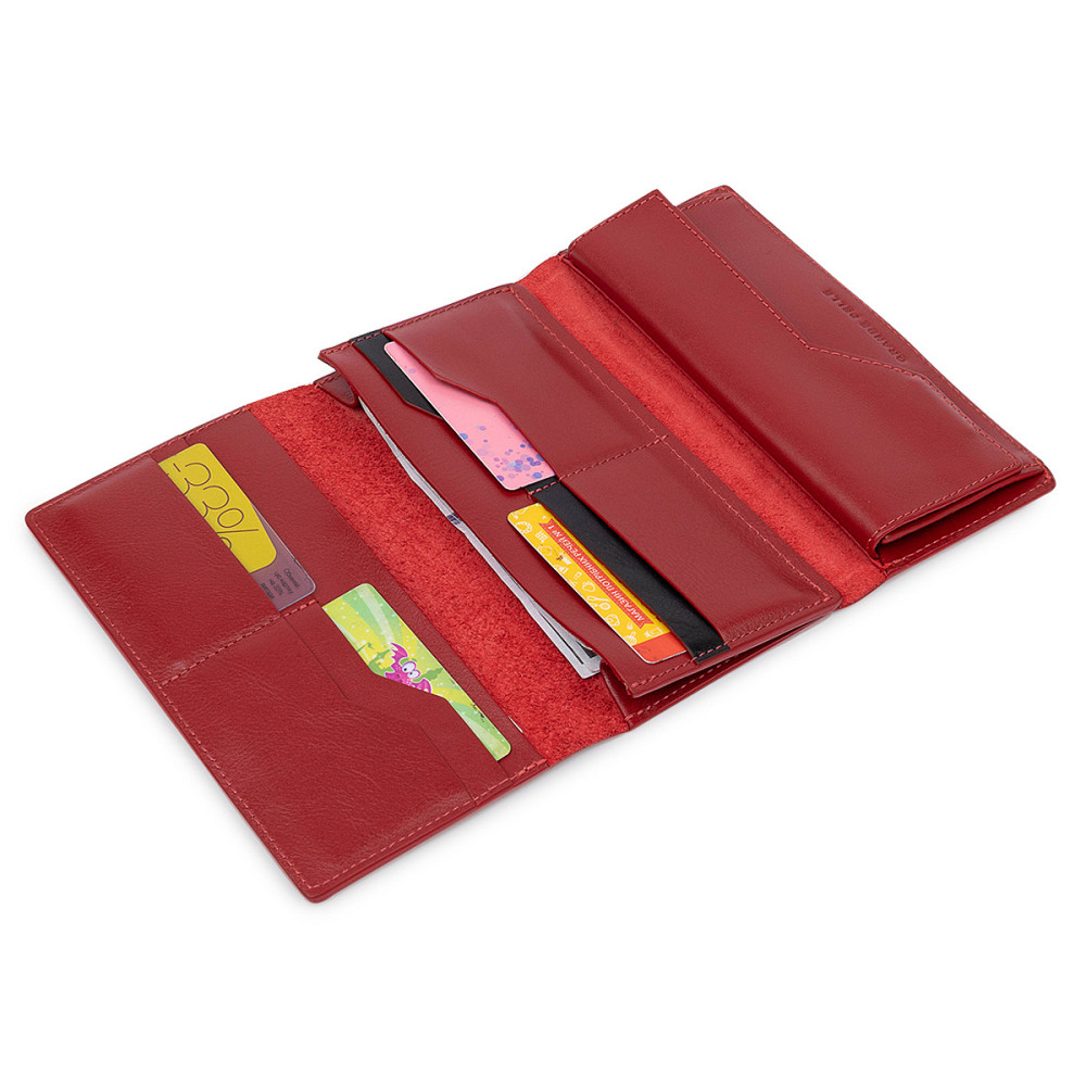 Шикарний жіночий гаманець в три складання GRANDE PELLE 11564 Червоний Київ - фото 6