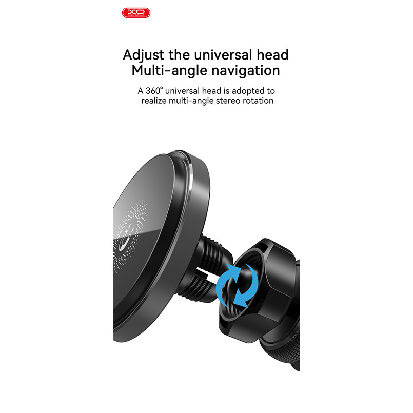 Держатель телефона автомобильный XO с беспроводной зарядкой CX015 15W Magnetic Car Air Outlet Wireless черный Львов - изображение 5
