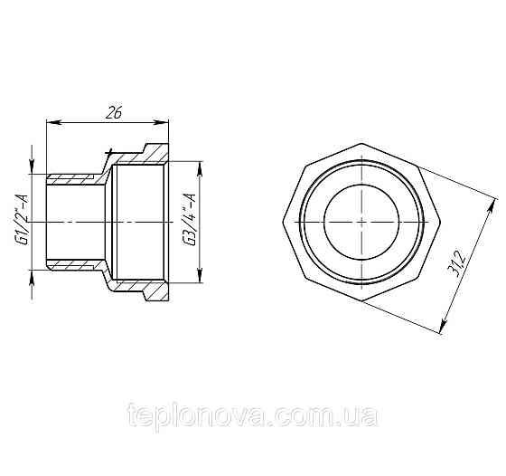 Перехідник редукційний 3/4″х1/2″ВН латунний LI433S OPTIMUM Чернівці