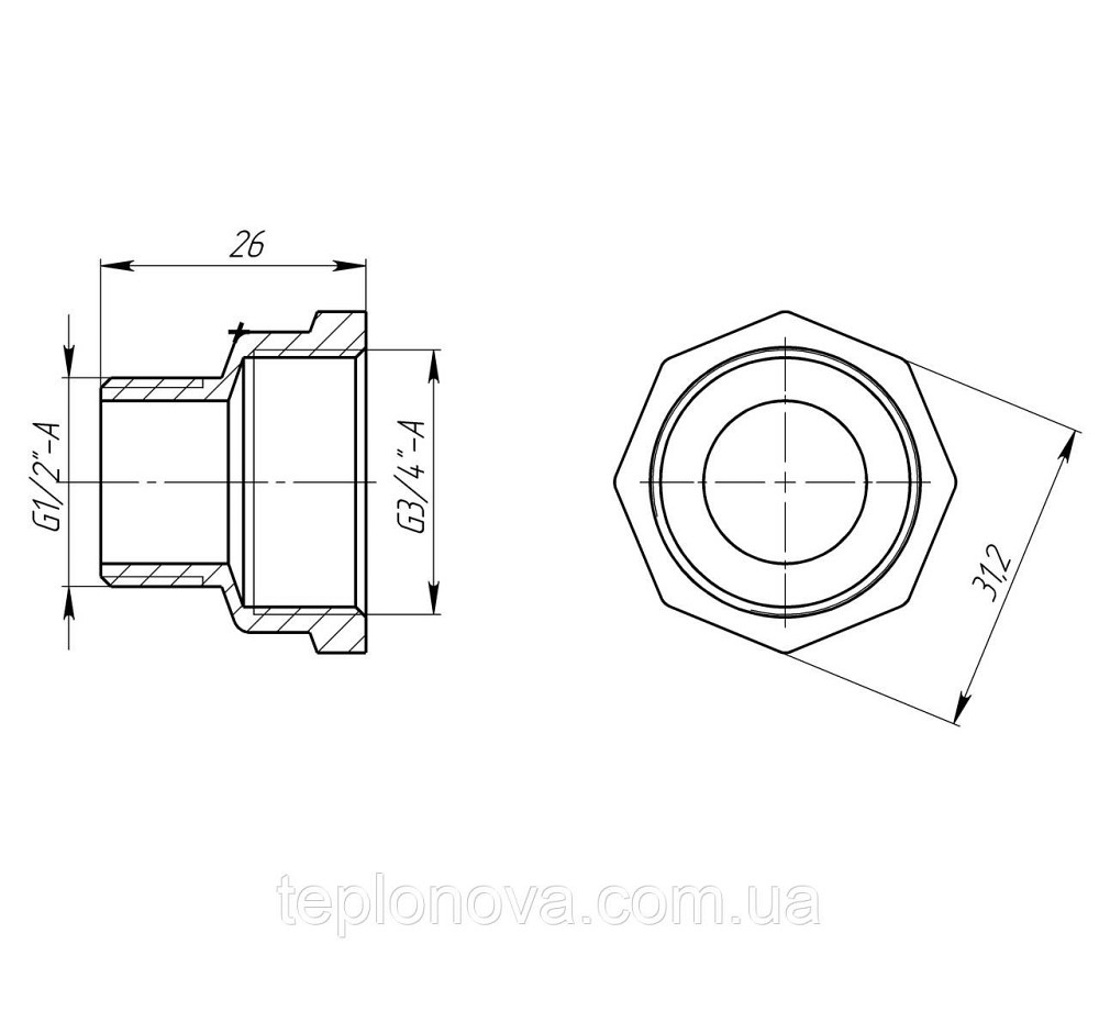 Перехідник редукційний 3/4″х1/2″ВН латунний LI433S OPTIMUM Чернівці - фото 3