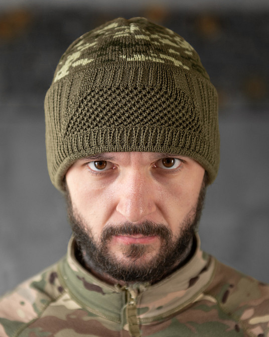 Балаклава чоловіча тактична підшоломник шапка піксель олива в'язана Одеса - фото 6