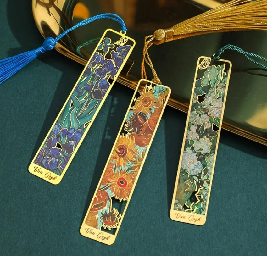 Винтажная металлическая закладка с масляной живописью и кистью. Оригинальная закладка для книг. Киев - изображение 2