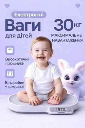 Дитячі ваги для новонароджених електронні цифрові для контролю ваги малюків для зважування дітей немовлят до 30 кг з високою точністю вимірювання макс Кривий Ріг