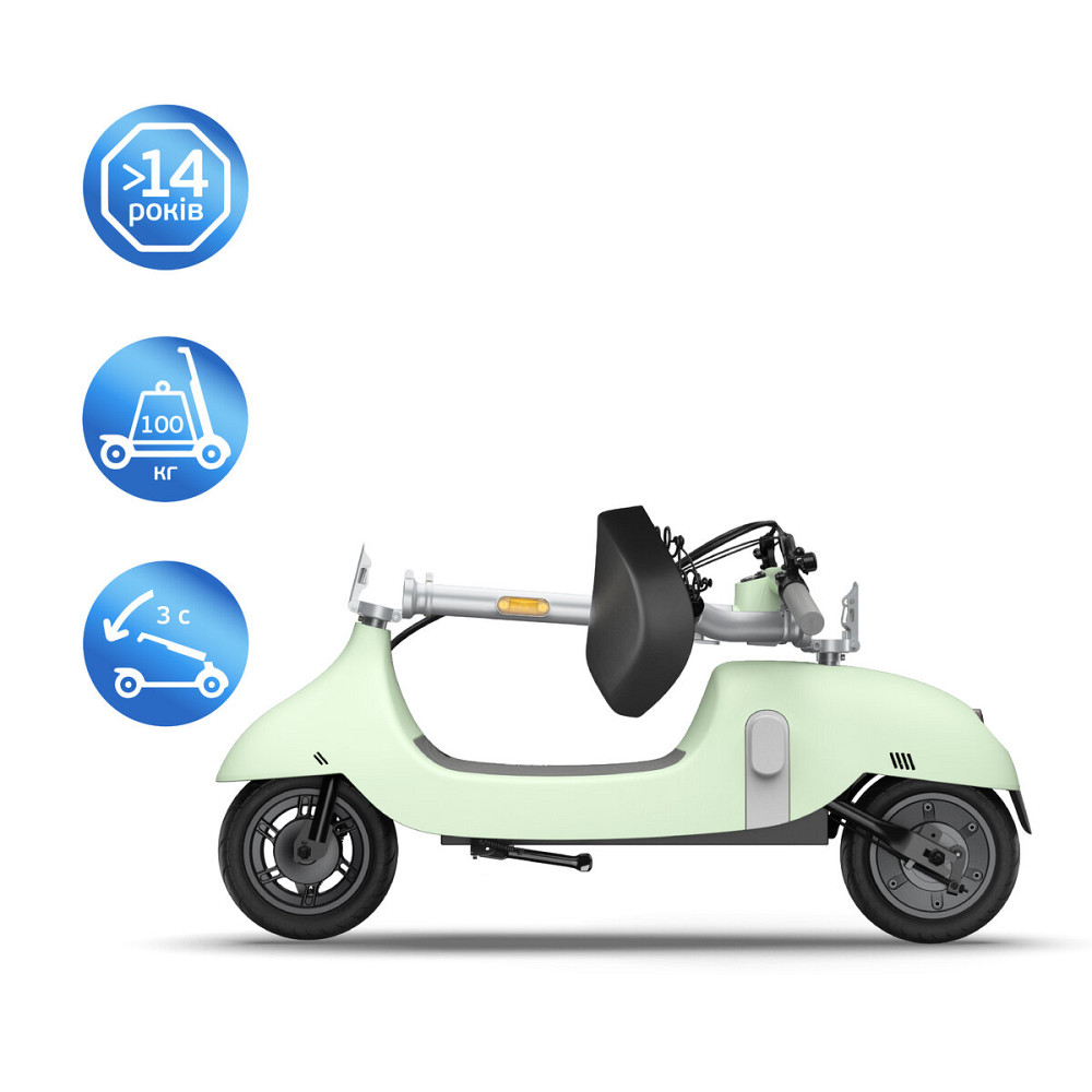 Електросамокат з сидінням OKAI Ceetle PRO EA10C Mint Green 10', 350(900)W, 25Km/h, 10,4Ah, 55Km, 20%,NFC, App, 29kg (EA10C-MG) Киев - изображение 4