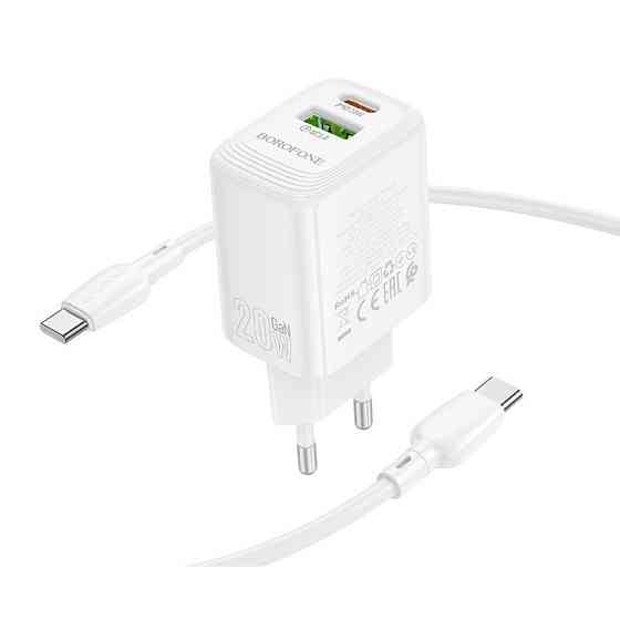 Мережевий зарядний пристрій BOROFONE BN27 Fuente PD20W+QC3.0 charger (EU) White Одеса
