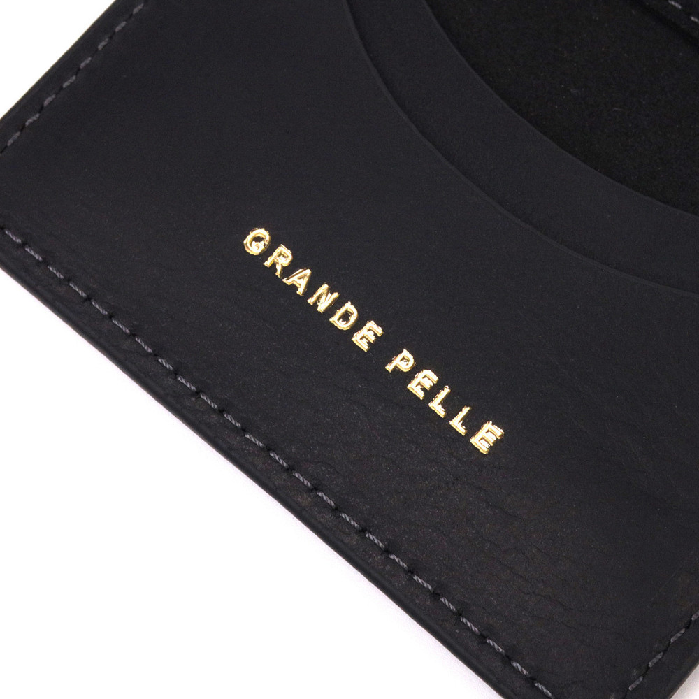 Містка обкладинка на автодокументи у вінтажній шкірі Чорна (GRANDE PELLE) Київ - фото 2