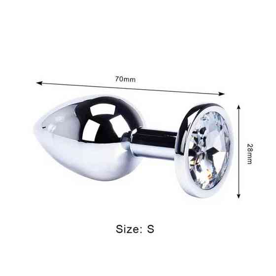 Сталева анальна пробка з кристалом - 2.7*7 см - Анальні іграшки Вінниця