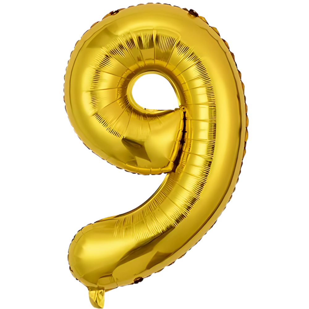 Воздушный шар в виде цифры 9 золотой,40 дюймов, фольгированый, для праздников: дня рождения, юбилеев,годовщин Каменец-Подольский - изображение 2
