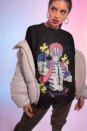 Футболка для хлопчика з аніме принтом Флкл Харуко Фоолй Коолй оверсайз (зріст від 165 до 180) Чорний AnimeJ0971m Дніпро