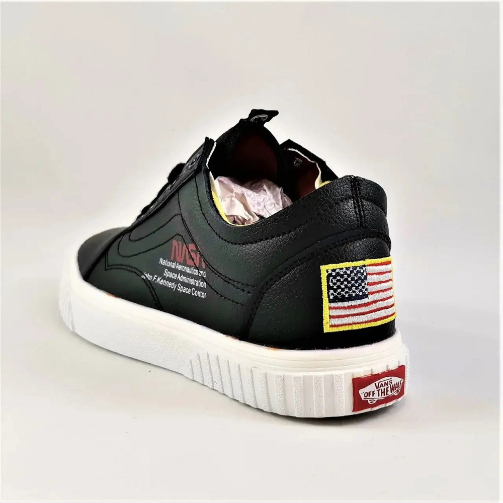 Кросівки NASA Shuttle Чорні Шкіряні Кеди Ванс Чоловічі (розміри: 41,42,43,44) Відео Огляд Дніпро - фото 4