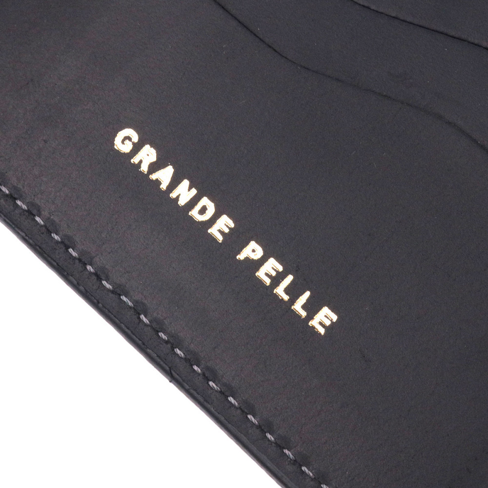 Практичний шкіряний гаманець у дві додавання Серце GRANDE PELLE 16753 Чорний Київ - фото 4