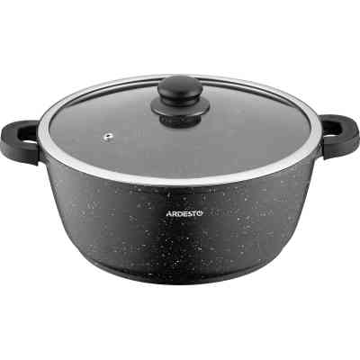 Кастрюля Ardesto Gemini Anzio скляна кришка 28 см 6,4 л чорна (AR2426GE) Винница