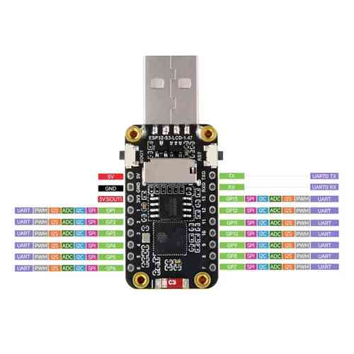 ESP32-S3 1.47&amp;quot; Wi-Fi Bluetooth USB, плата разработчика Вінниця