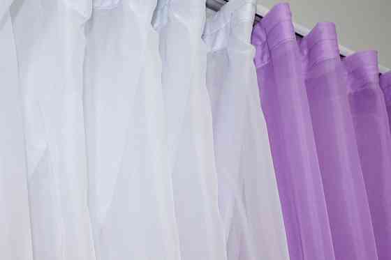 Кухонные шторки VR-Textil № 096к с подвязками сиреневый с белым 400х170 см (50-803) Киев