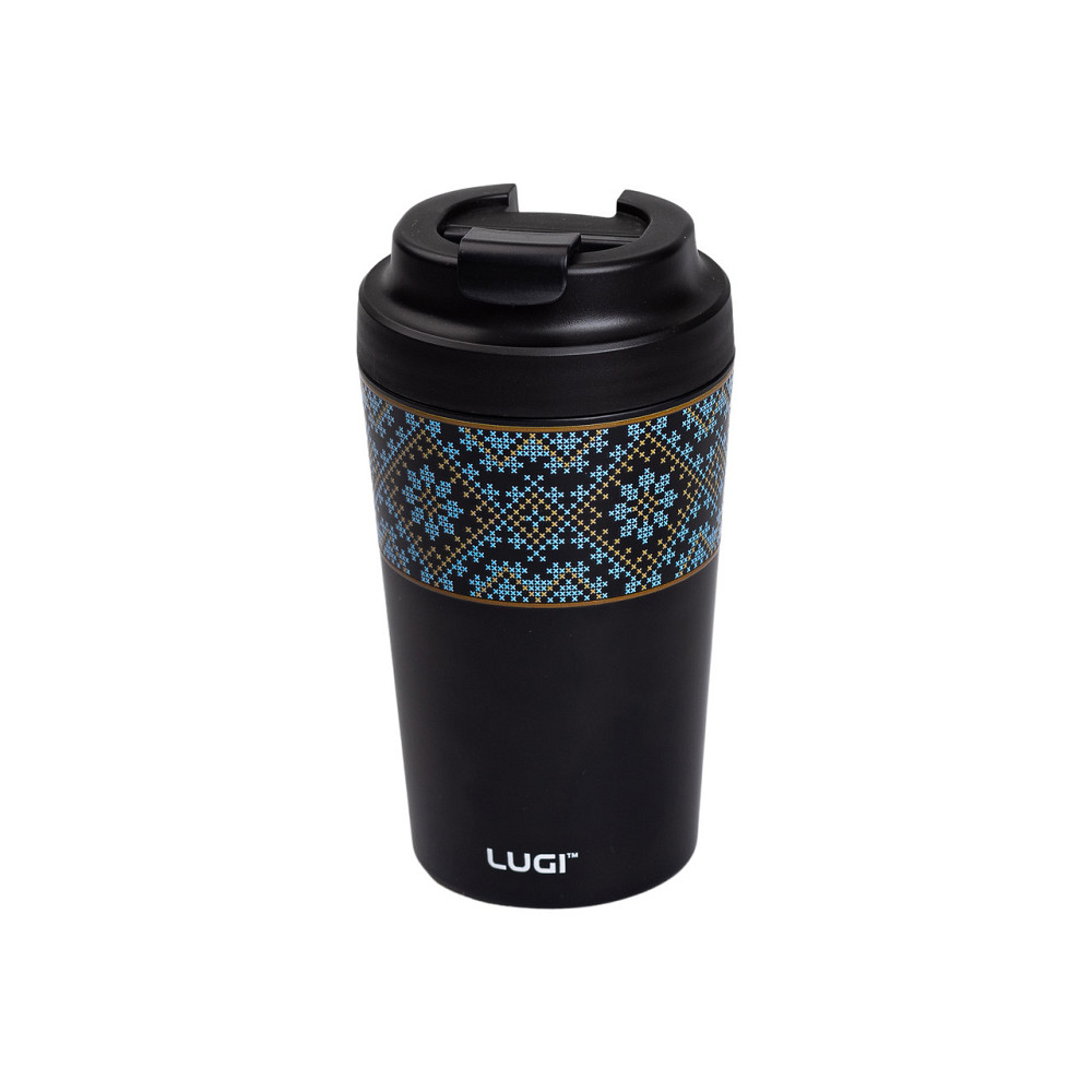 Lugi Термочашка Вишиванка з порцелянаовою колбою 380 мл чорна HP-14-50B Киев - изображение 1