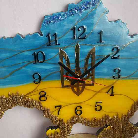 Часы настенные 100*65 см из эпоксидной смолы ручной работы 