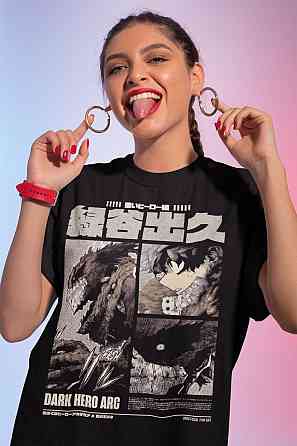 Футболка для хлопчика з аніме принтом Моя геройська академія оверсайз (зріст від 165 до 180) Чорний AnimeJ0133m Дніпро
