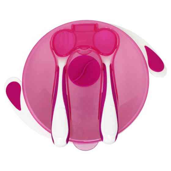 Тарілка на присосці з ложкою та виделкою MGZ-0109(Crimson) 350 мл Вінниця