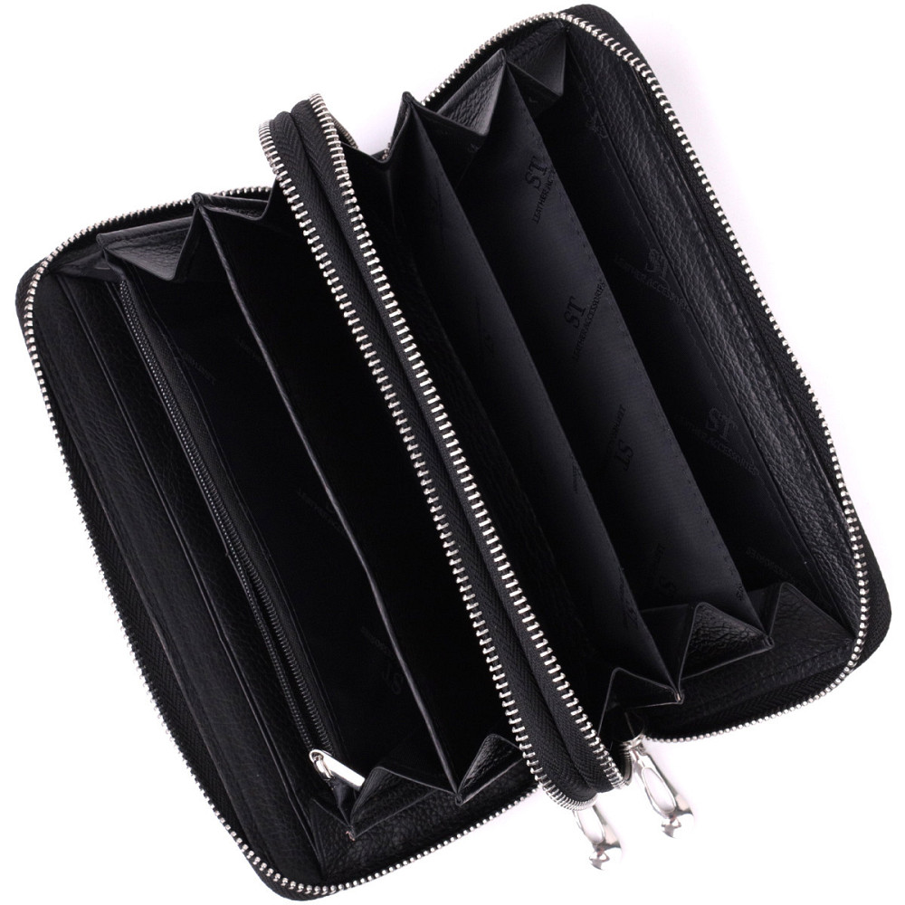 Мужской клатч на два отделения из натуральной кожи Черный (ST Leather) Киев - изображение 9