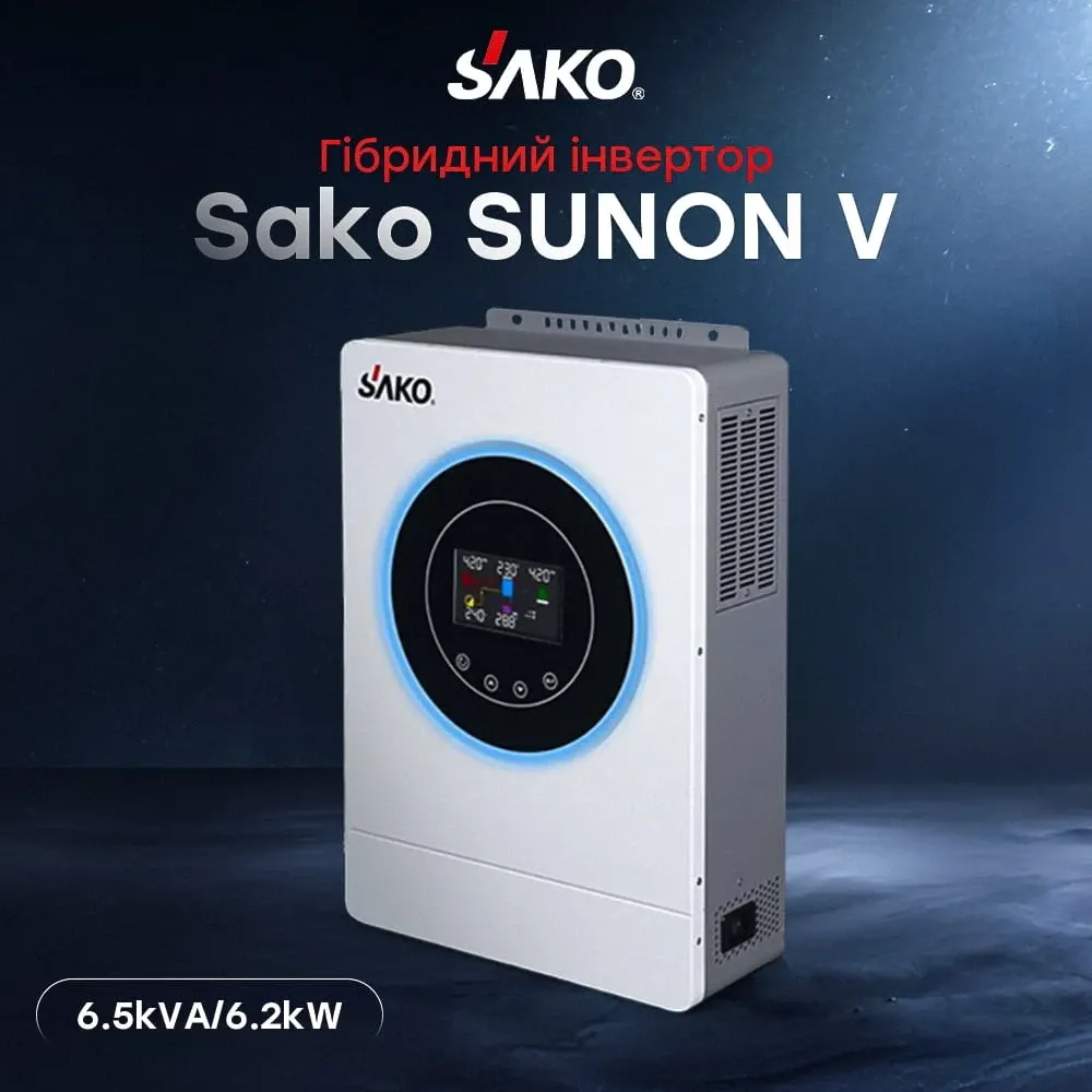Гібридний інвертор 6.5kVA/6.2kW Sako SUNON V 6.5KVA/6200W/48V+120A MPPT (42-00165) Київ - фото 7