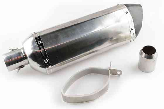 Глушник (тюнінг) 400 * 105mm, кріп. Ø78mm (нержавіюча сталь, три-овал, хром, прямоток) #2 Київ