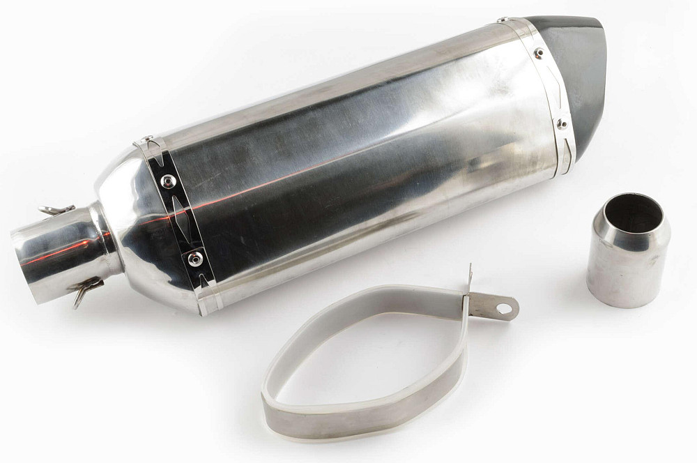 Глушник (тюнінг) 400 * 105mm, кріп. Ø78mm (нержавіюча сталь, три-овал, хром, прямоток) #2 Київ - фото 1