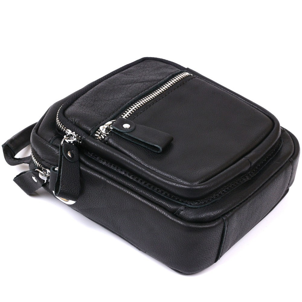 Компактна чоловіча сумка з натуральної шкіри Чорний (Vintage) Київ - фото 7