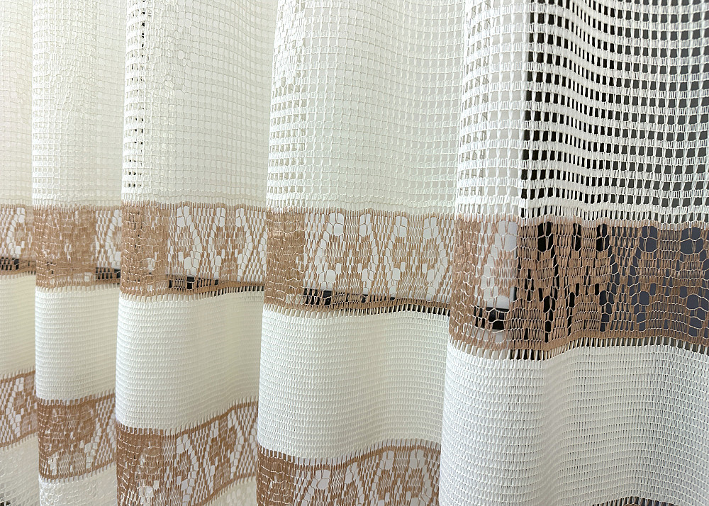 Тюль сетка VR-Textil Juli № 1720т Арка на кухню цвет молочный с карамельным 400х150 см (53-0032) Киев - изображение 4