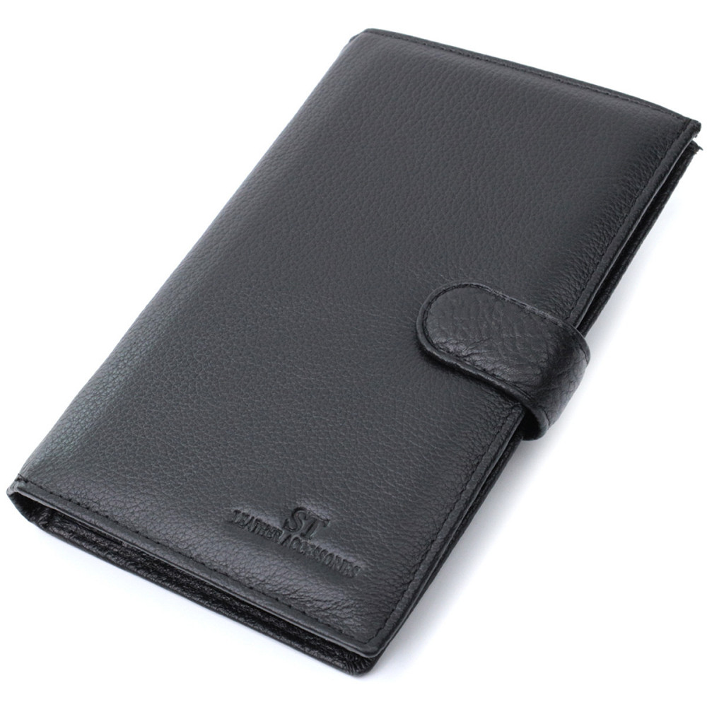 Универсальный мужской бумажник для денег и документов из натуральной кожи Черный (ST Leather) Киев - изображение 5