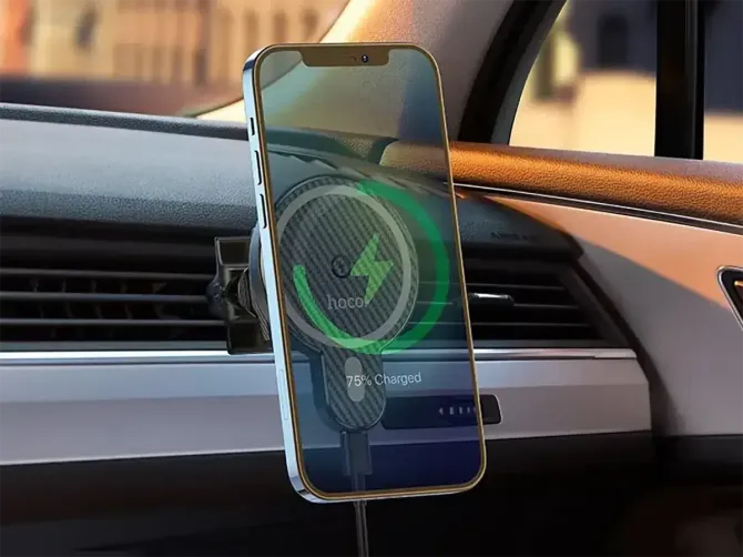 Крепление для телефона с беспроводной зарядкой mobile holder магнит Wireless Charger Hoco CA85 Ultra Киев - изображение 1