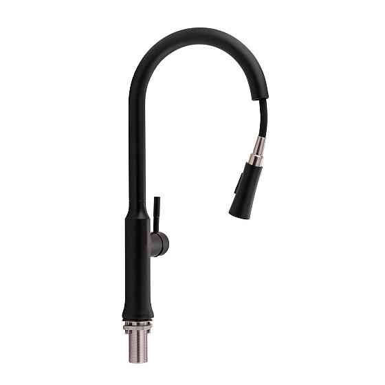 Змішувач для кухні Qtap Baruska з висувним виливом QTBAR9137103UB Black Matt Київ