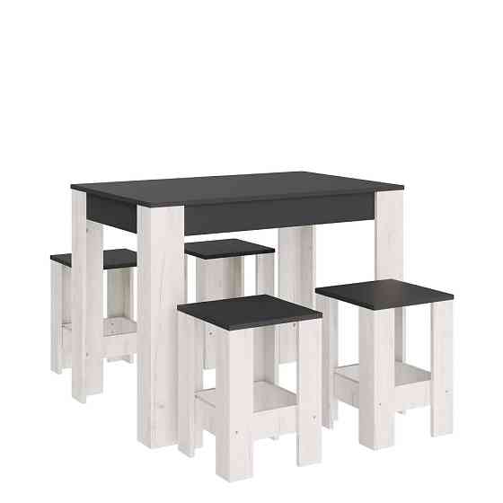 Обідній комплект Еверест стіл СТО-1/4 табурети Т-1 (4шт) Графіт/Дуб крафт білий (DTM-071149) Львів