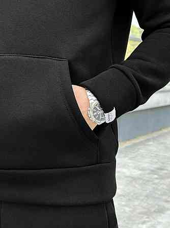 Тепле чоловіче худі на флісі з капюшоном чорне Pobedov 008 ЗИМА Київ