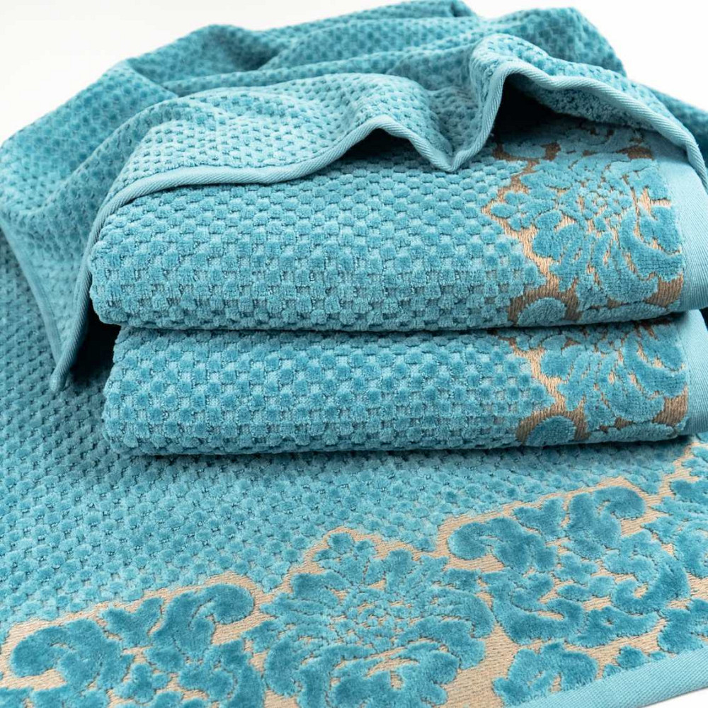 Набір махрових рушників 3шт 50x90см, 50x90см, 70x140см Damask Преміум якості Жакардове з велюром 550 Суми - фото 3
