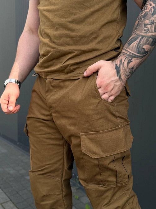 Тактичні штани койот ріп-стоп літні чоловічі, бойові армійські штани для штурму, служби та міста Львів - фото 5