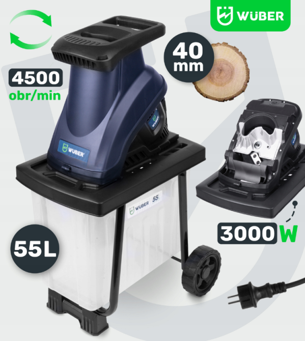 Измельчитель веток электрический Wuber 3000Вт 55л (Польша) Киев - изображение 7