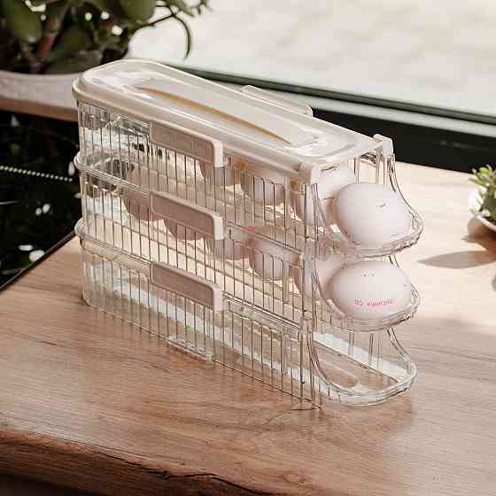 Yiwu Лоток для яєць у холодильник на 3 яруси 32х10х18.5 см Бежевий HP-27-15 Коломия