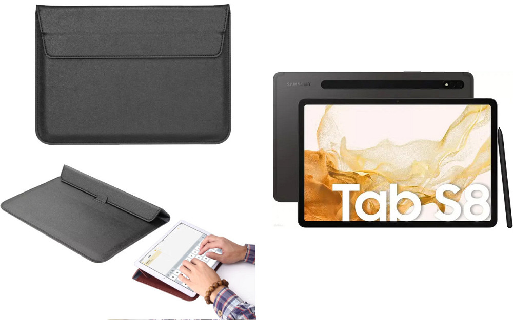 Чохол-конверт VitoCase для Samsung Galaxy Tab S8 11, з функцією підставки для планшета Чорний Київ - фото 1