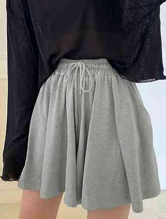 Женская удобная повседневная юбка-шорты мини двунитка Серый Одесса