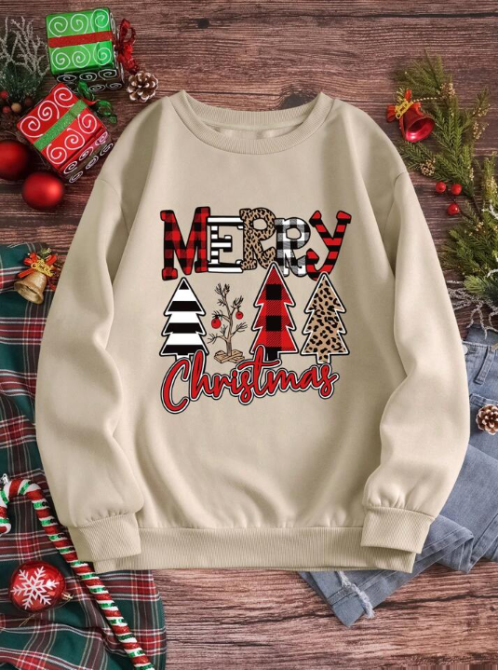 Женский батник с праздничным принтом 